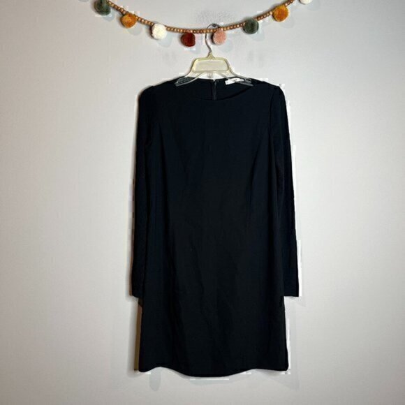 Vince black mixed media long sleeve black boat neck dress - Picture 1 of 5